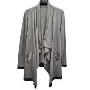 LIVI Active Open Front Cardigan Womens 22/24 Gray Hi/Lo Hem Long Sleeves Pockets
